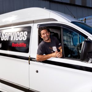 Plumbing Services Redcliffe - Jono in his van Plumbing Services Redcliffe - Jono in his van